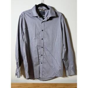 Daniel Hechter Paris Dress Shirt Men’s L – Blue Micro-Print Non-Iron Cotton